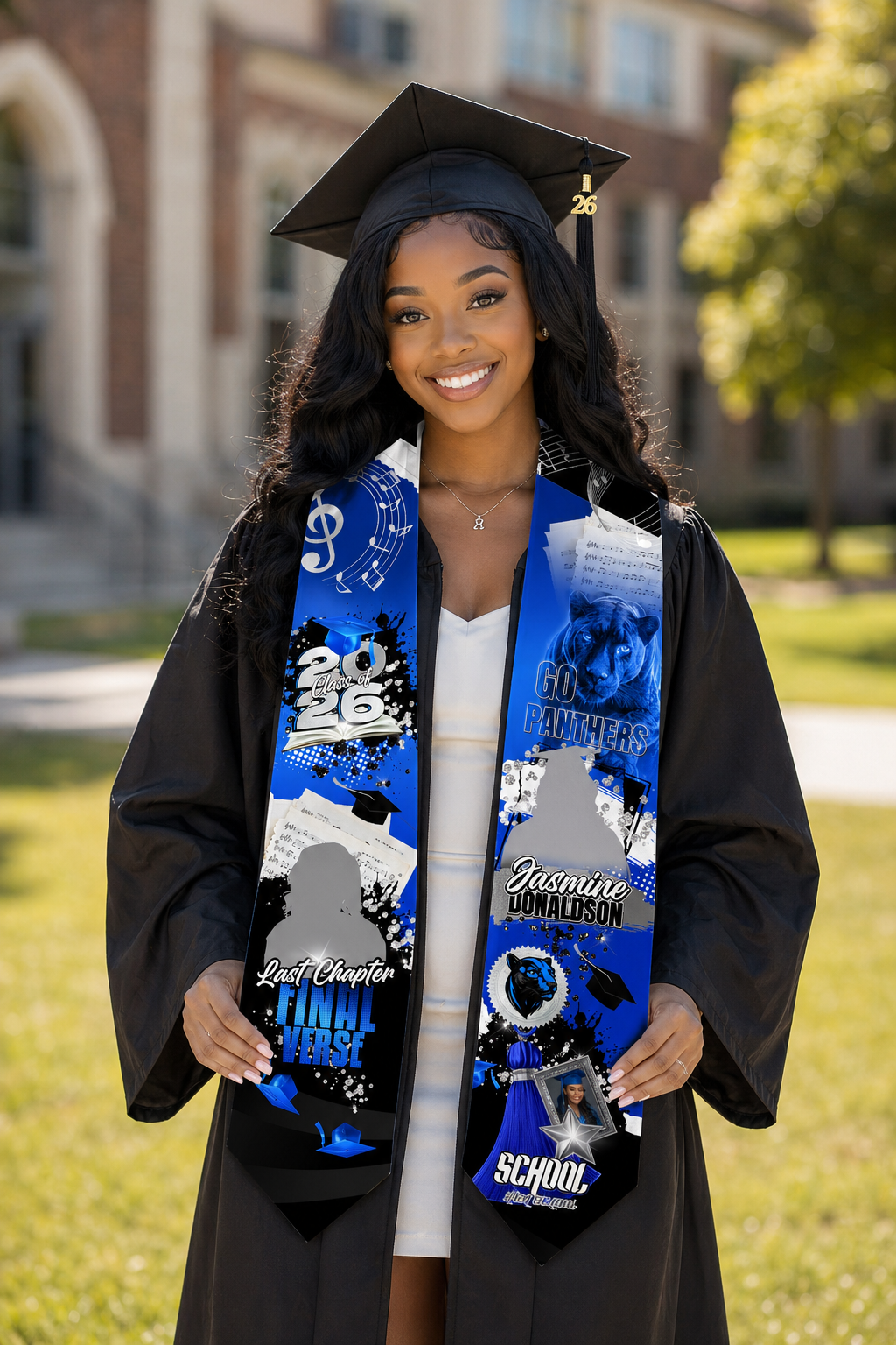 Blue+Grey Final Verse Graduation Stole