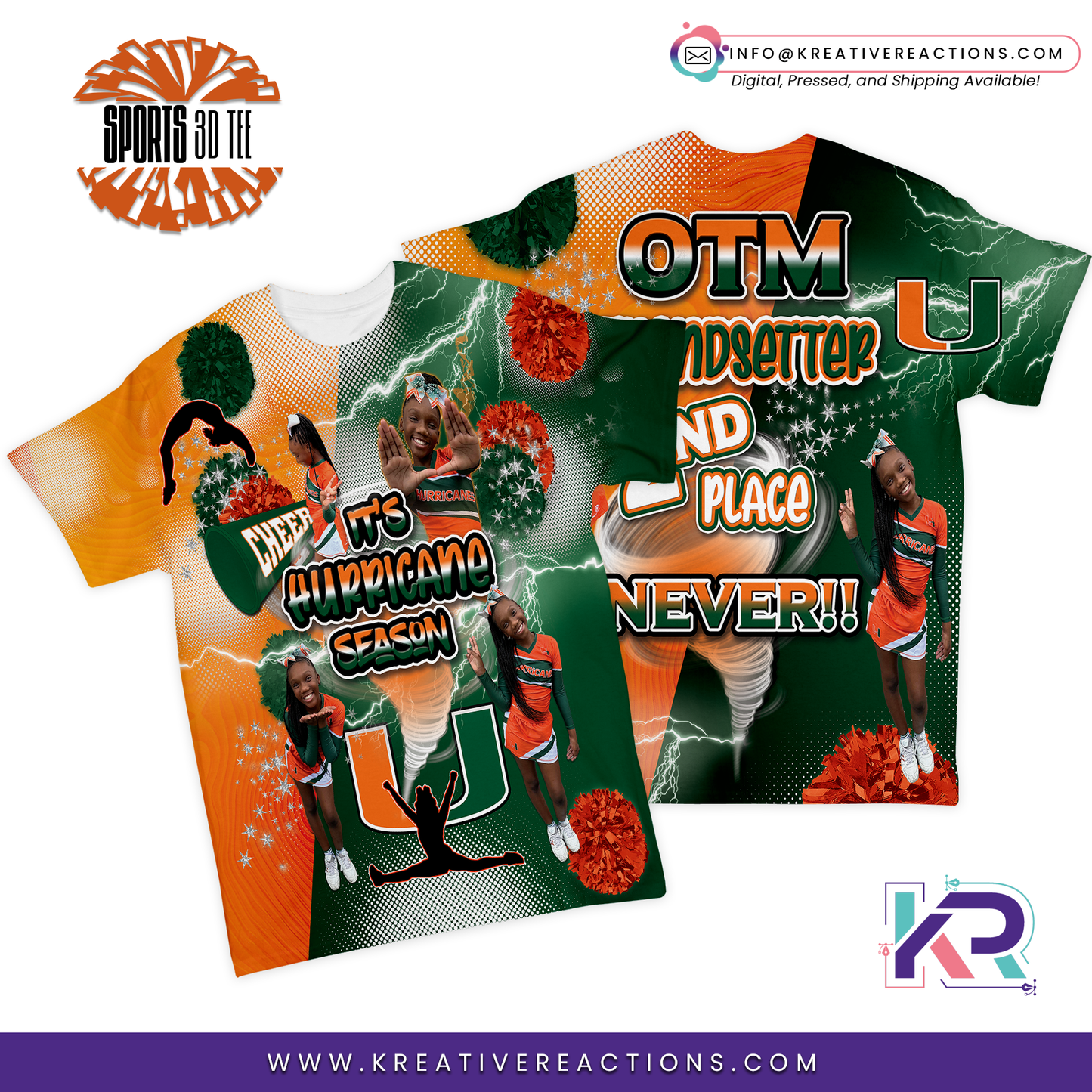 Hurricane Inspired Cheer 3D Tee