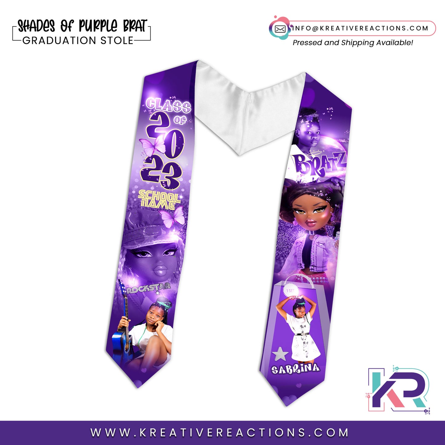 Shades of Purple Brat Graduation Stole