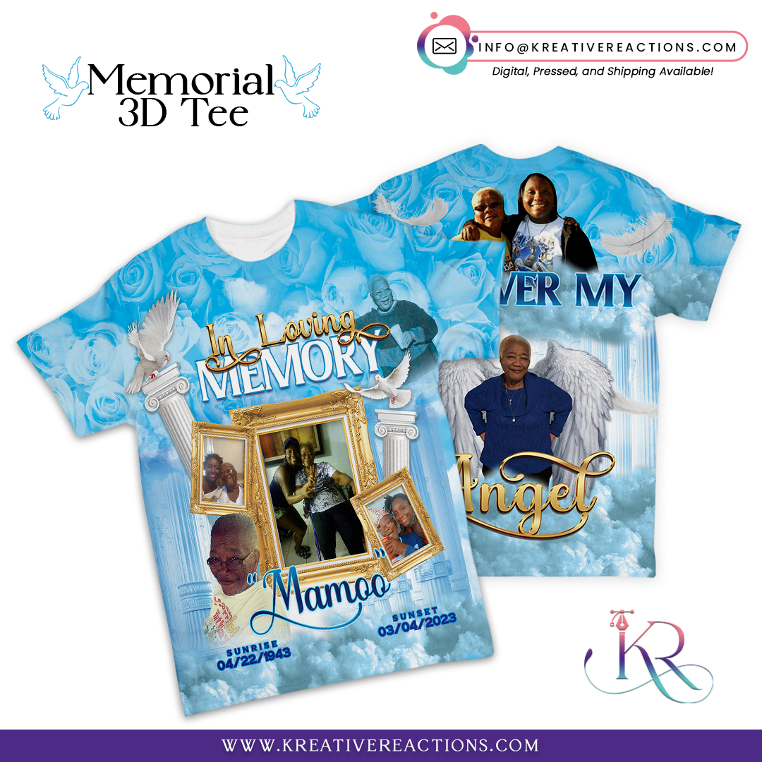 Sky Blue+Gold Memorial 3D Tee