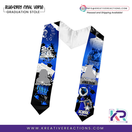 Blue+Grey Final Verse Graduation Stole