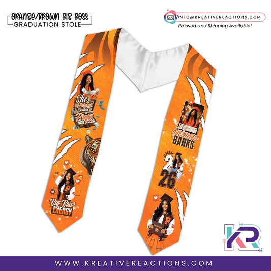 Orange+Brown Big Boss Graduation Stole