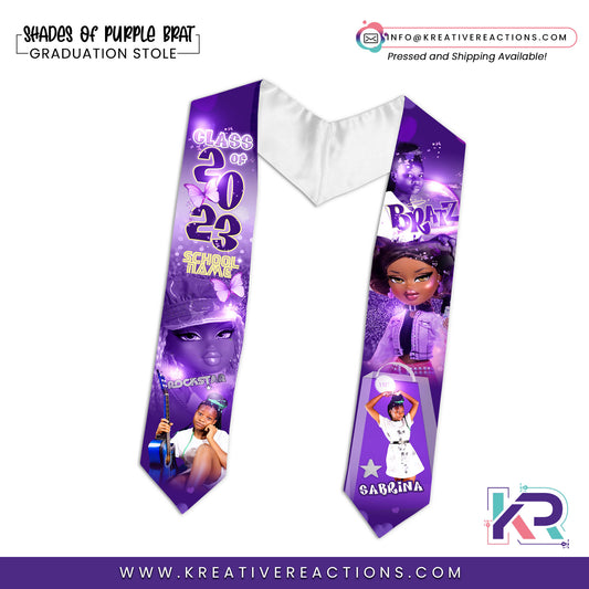 Shades of Purple Brat Graduation Stole