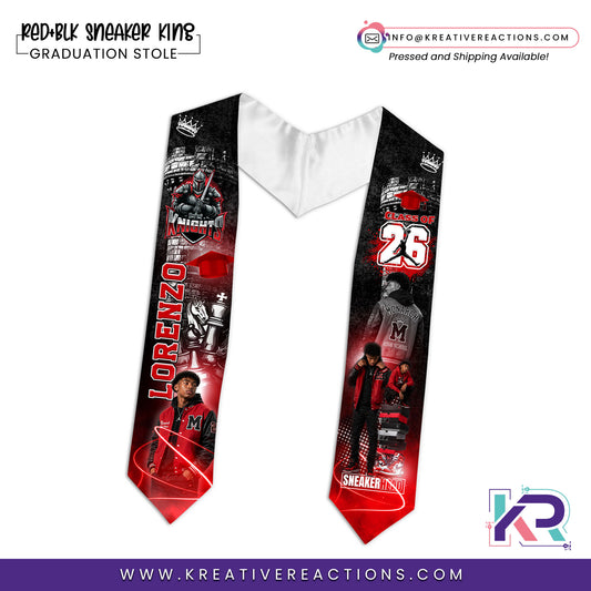 Red+Blk Sneaker King Graduation Stole