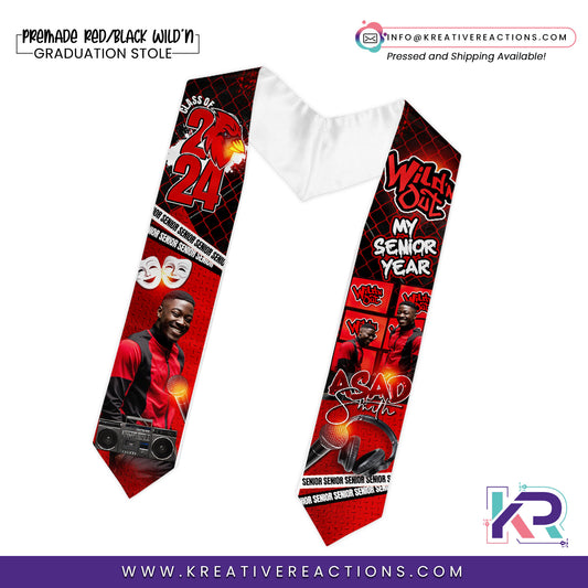 Red+Black Wild'n Graduation Stole